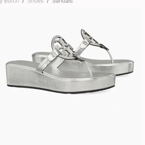 Tory Burch Silver wedge sandle